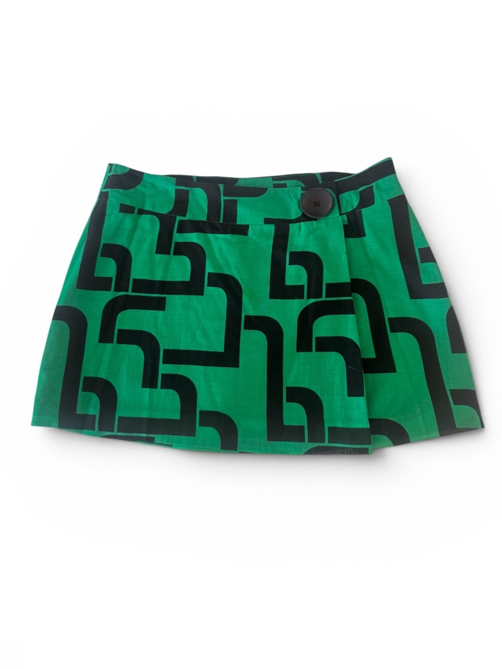 Tibi Mini Skirt Green with Black Abstract Print